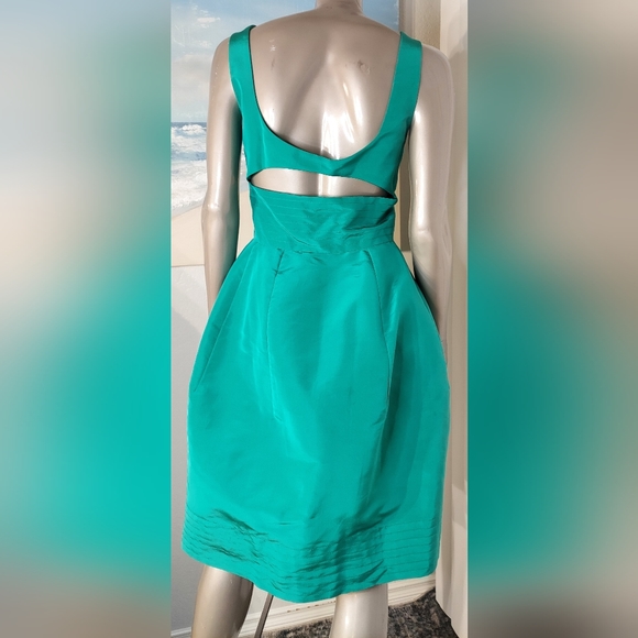 #$3,900 NEW P15 OSCAR DE LA RENTA GREEN SILK OPEN BACK RUNWAY DRESS 2 - Picture 5 of 12